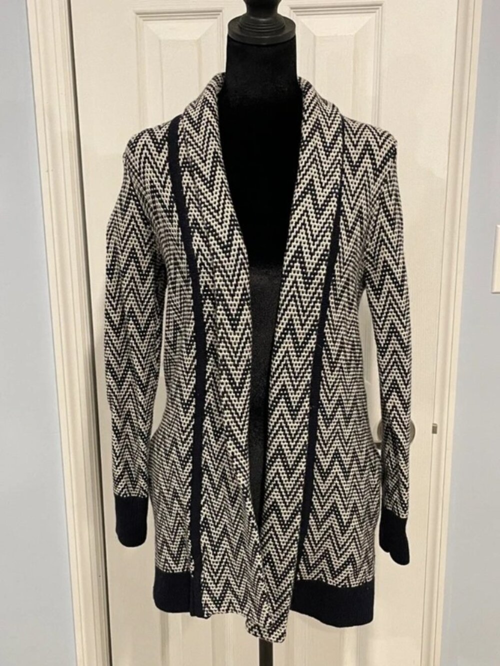 Banana Republic Women's Black White Open Front Cardigan Sweater XS